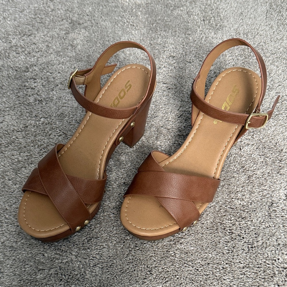 Soda Brown Strappy Heels
